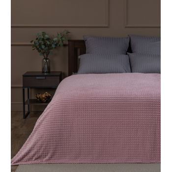 Плед 150*200см фланель жаккард кубики розовый 15-1906 FF FNJq PI5 Texrepublic *1