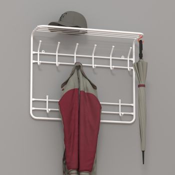 Вешалка настенная с полкой 2-х ярусная шир.730мм 8крючков Белый ВСП9 Б ("ЗМИ") *1