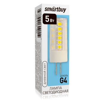 Лампа светодиодная капсульная 5W-12V G4 4К нейтральный Smartbuy *10/100/500