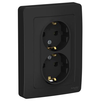 Розетка "BLANCA" СП 2-мест. антрацит з/к 16А 250В  BLNRS001026  *6/12