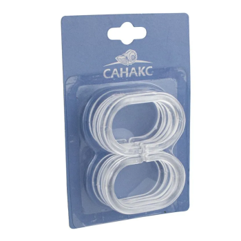 Кольца д/штор "Санакс" пластик, прозрачные 12шт в блистере 75004  *1/100