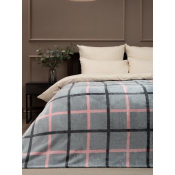 Плед 150*200см фланель Клетка серо-розовая TF FN F122 a1520 Absolute *1