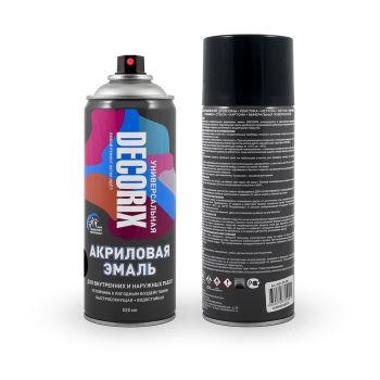 Эмаль-аэрозоль черный глянцевый 520 мл DECORIX (A01) *1/12