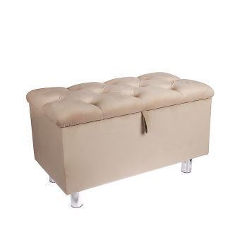 Банкетка прямоугольная 750х400х480мм с каретной стяжкой велюр КОНФЕТТИ КРЕМ*1