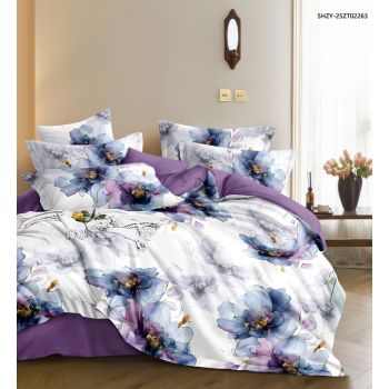 Постельное белье 2сп поплин на резинке Орхидея 6957, наволочки 70*70 - 2шт *1/4