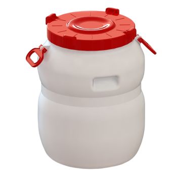 Бочка пластм. 50л, винт. крышка, навесн. и углубл. ручки, горл.д.330мм, Белая "Радиан" *1/3