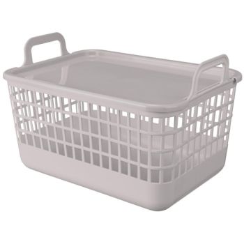 Корзина для хранения пластм. "Kobo" 320х224х210мм 12л с Крышкой Св-беж арт435218334("Бытпласт")*1/16