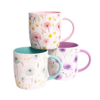 Кружка фарфор. 350мл "SPRING FLOWERS" в упак.3 дизайна DMD364 *6