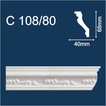 Плинтус потолочный С 108/80  2м 40*70 (СОЛИД)  *43( аналог ЗО85)