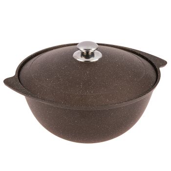 Казан алюмин. антипригарный "Мраморная" кофейн. 7,0л Металл.кр., d дна120мм кмк75а "Kukmara" *1/2