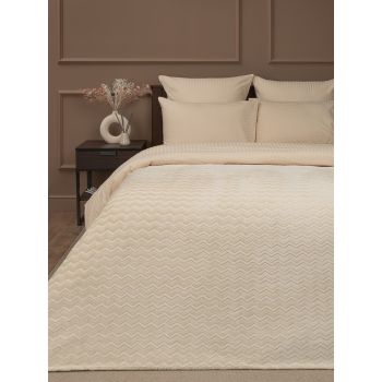 Плед 200*220см фланель жаккард зигзаг бежевый TF FNZ BE11 004/2022 NC Absolute *1