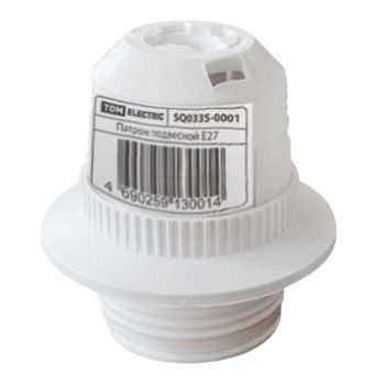 Патрон термостойкий Е27  резьбовой пластик с кольцом белыйTDM SQ0335-0008*10/50/200