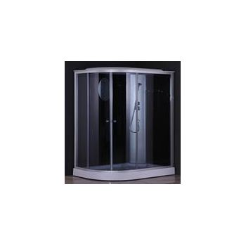Кабина душевая 120*80*215 66128А L поддон низкий стекло прозрачное электрика ст.черная VERNER