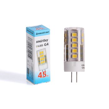 Лампа светодиодная капсульная 5W-12V G4 4К нейтральный Smartbuy *10/100/500
