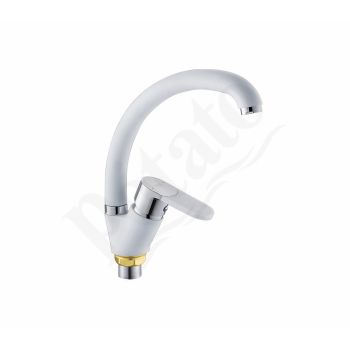 Смеситель для кухни Potato P59223-7 высокий излив (белый, хром) *1/10