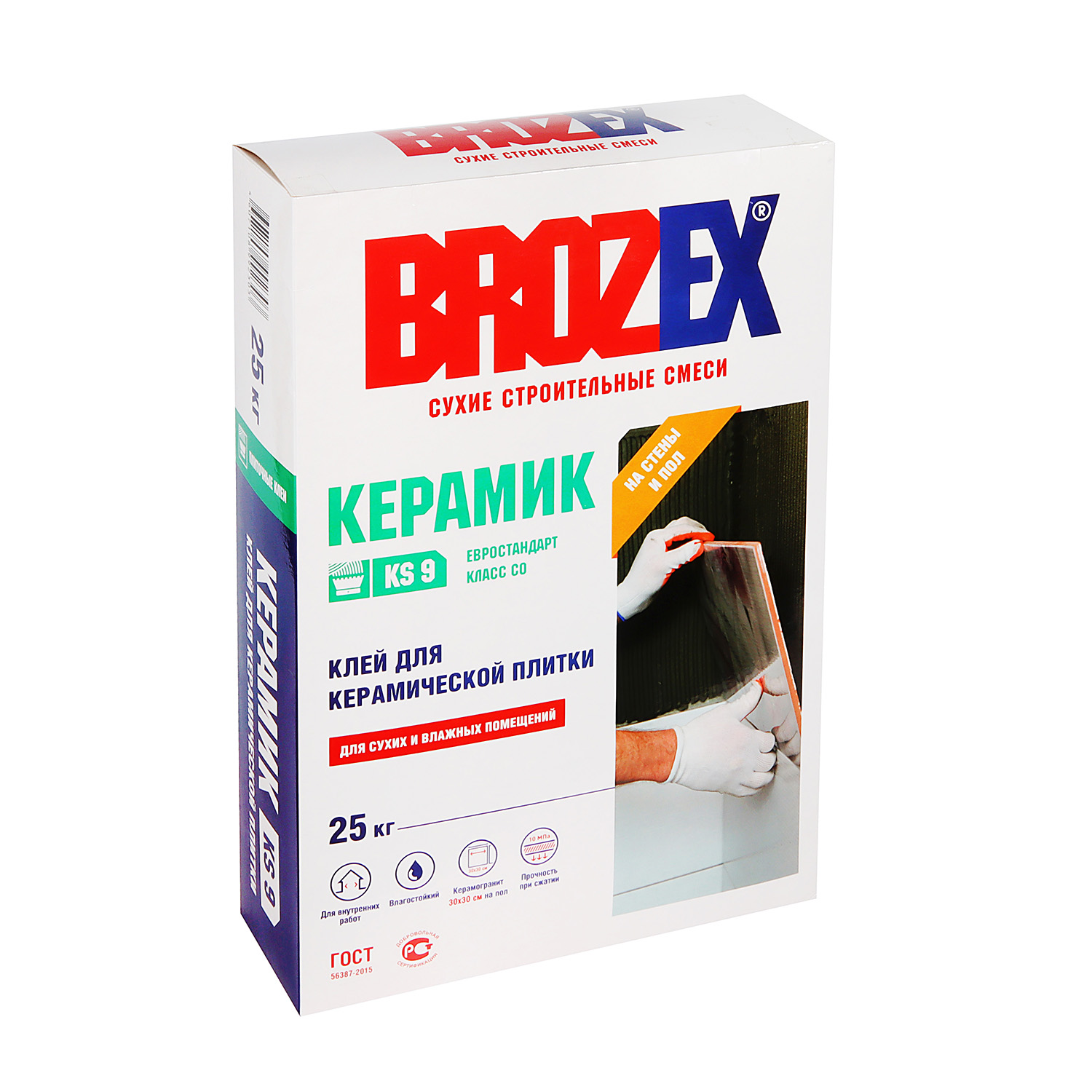 Клей для плитки KS   9 КЕРАМИК ПРОФИ 25 кг BROZEX *1/56