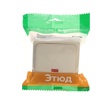 Выключатель "Этюд" СП 1кл. кремовый с подсветкой ВС10-005К  *10/20