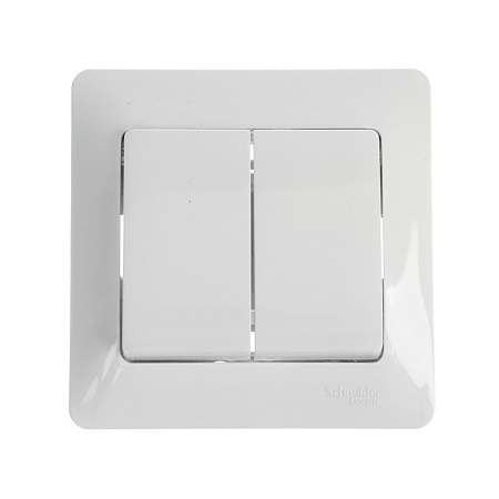 Выключатель "Glossa" СП 2кл. белый в сборе GSL000152   *15/90