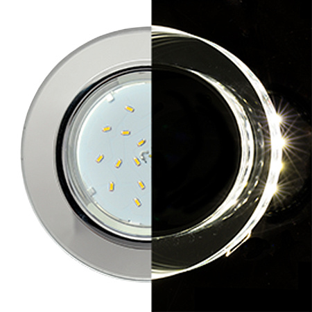 Светильник встраиваемый GX53 H4 LD5310 Ecola Glass Стекло Круг с подсв. хром SM53RNECH *10/30