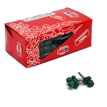 Саморезы кровельные BROZEX коробка 4,8*29 (100шт) RAL 6005 тем-зел *6
