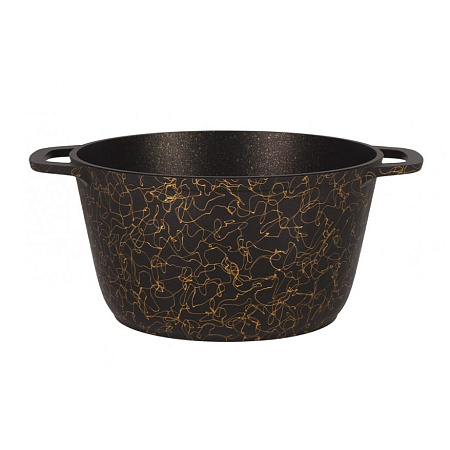 Кастрюля алюм. литая а/приг. Kukmara "Грация" черный/золото 4,5л Стекл.кр. кчз45а (Кукмор) *1/3