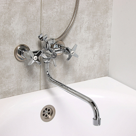 Смеситель д/ванны "Эверест"  В22-071F с 2 ручками (черный) *1/10