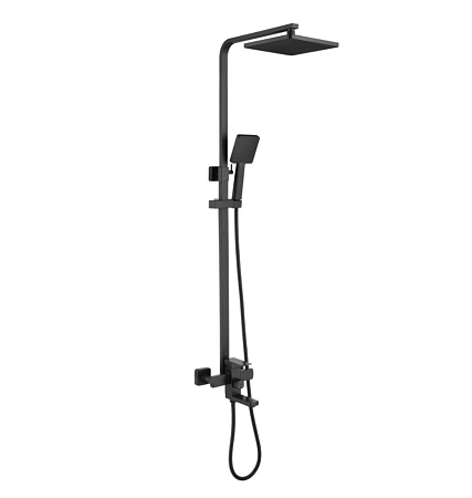 Смеситель д/ванны со стойкой для душа + ручной душ Fmark FS8145H черная *1