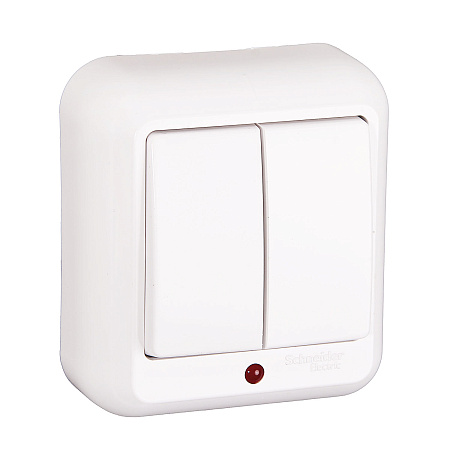 Выключатель "Прима" ОП 2кл. белый с подсветкой  А56-007  *1/129