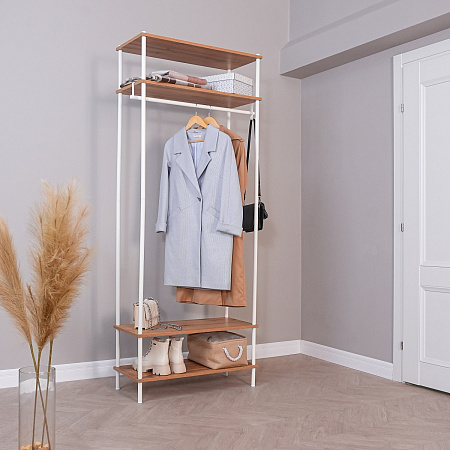 Вешалка напольная "Прихожая 34" "НеШкаф" с 4полками,в.2м,ш.0,83м,гл.0,37м Дер./Бел. ПРНШ 34 Б *1