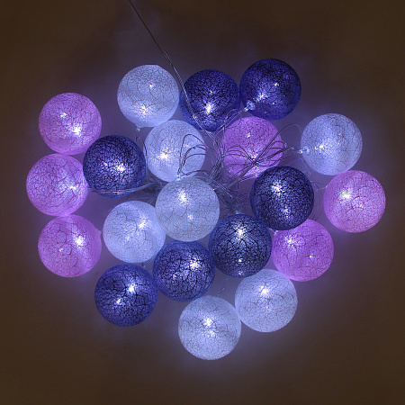 Гирлянда Нить 5м 20LED белый Клубки серо-розовые прозрачная нить 200V IP20 5985175  *1/20