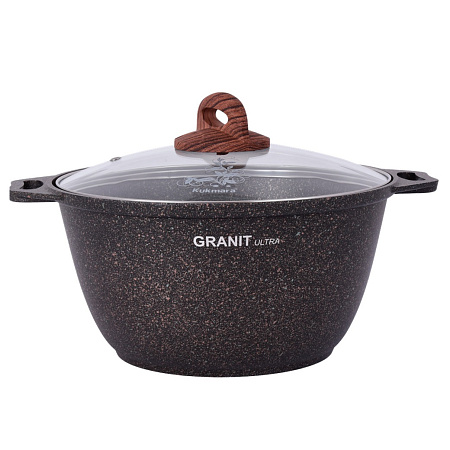 Кастрюля алюмин. антипригарная "Kukmara" "Granit ultra" original 4,0л Стекл.кр. кго42а *1/3