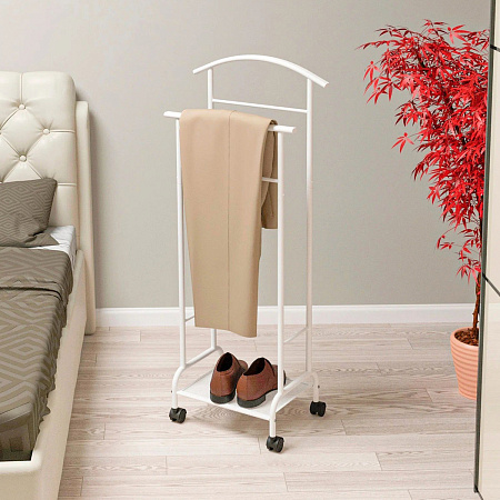 Вешалка напольная с перекладинами "Костюмная" "Римини 2м" ш.0,47м,в.1,14м,полка,Кол. Бел. ВКР2М Б *1