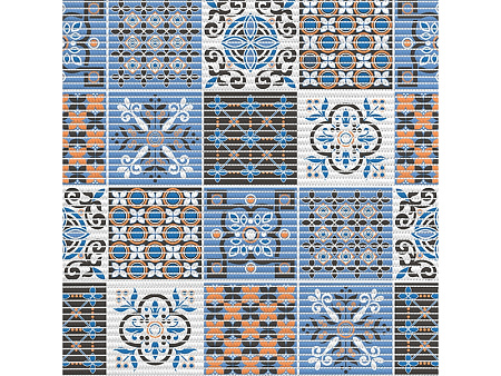 Коврик для ванной ПВХ шир. 65см х15м "V-line" Фотопечать 225PT orange-blue "Преображение" *15