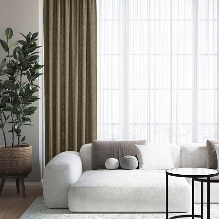 Штора блэкаут рогожка 150*270см мокко Волшебная ночь *1/4