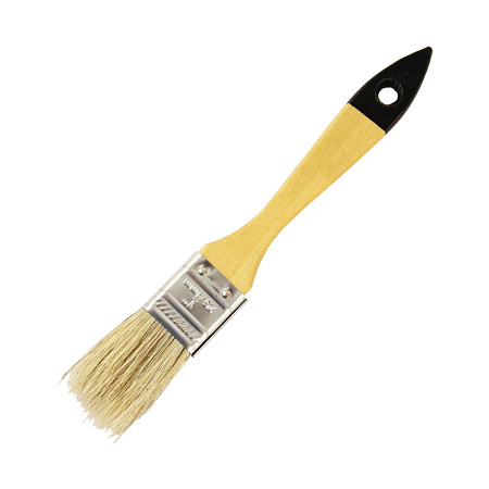 Кисть плоская  Хобби 1" 25мм натуральная щетина деревянная ручка арт.0101910 Korvus *12/960