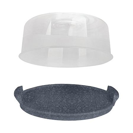Крышка в микроволновую печь пластм. д.250мм с ПОДДОНОМ "STONE" Темный камень SE229110026 *1/10