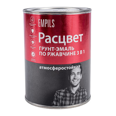 Грунт-эмаль по ржавчине светло-серая 0,9 кг Расцвет *1/14/490