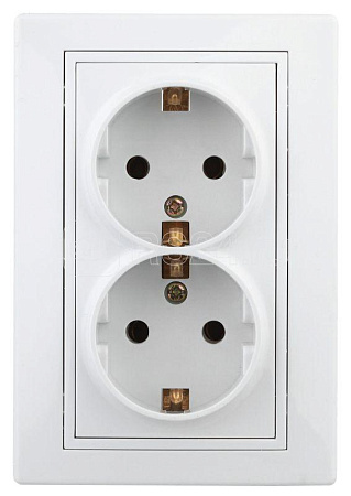 Розетка "Intro Plano" СП 2-мест.белый с/з 2X2P+E Schuko 16А-250В IP20 1-205-01 *10/100
