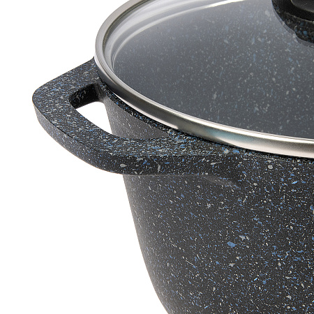 Кастрюля алюм. литая а/приг. Kukmara "Granit" black 2,5л Стекл.кр. кгч25а *1/3