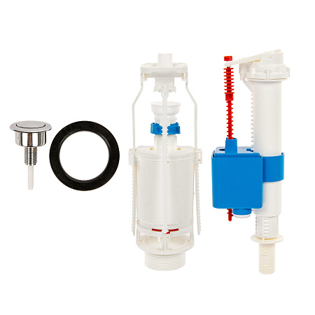 Арматура бачка (КОМПЛЕКТ) кнопка/хром, нижняя, АНИ  WС8510С  *1/20