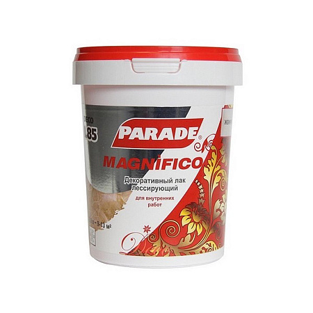 Лак акриловый для внутренних работ декоративный лессирующий 0,9 л PARADE L85 Deco Серебро  *6