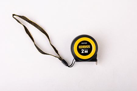 Рулетка  2м х16мм пластик. корпус стальная лента автостоп арт.2507002 KORVUS *1/12/240