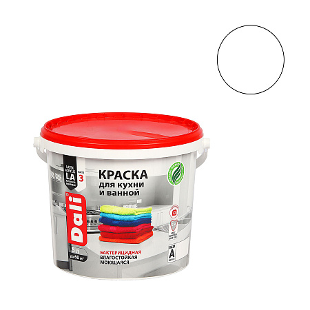 Краска акриловая для кухни и ванной 5 л ДАЛИ влагостойкая матовая База А *1/60