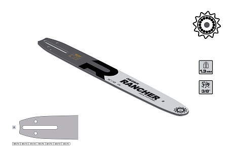 Шина для цепных пил 40см 56звеньев шаг3/8" паз1,3мм Rancher 403 L 9 A REZER *1/20