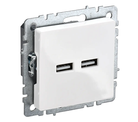 Механизм розетки "BRITE" 2-мест. USB A+A 5В/3.1А белый IEK BR-U21-D31-K01   *1/8/80