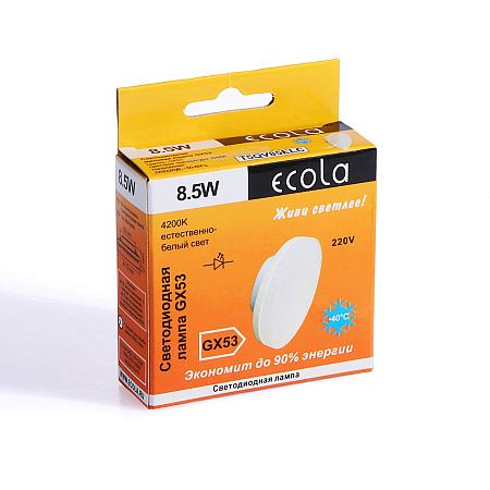 Лампа светодиодная 8,5W GX53 таблетка 4K нейтральный матовая Ecola 27x75 T5QV85ELC *10/100
