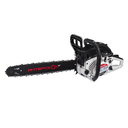 Пила цепная бензиновая 2Т 2,4л.с 45см3 шина45см цепь72зв. шаг3/8" паз1,5мм ПЦБ-18/45 Л ИНТЕРСКОЛ*1/2