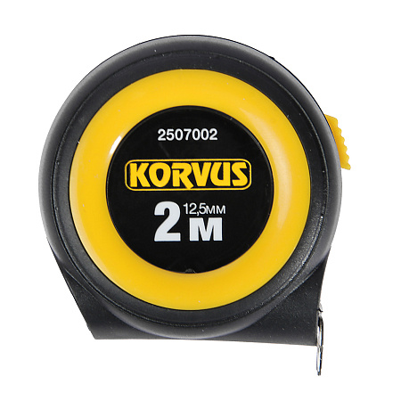Рулетка  2м х16мм пластик. корпус стальная лента автостоп арт.2507002 KORVUS *1/12/240