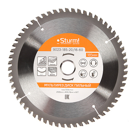 Диск пильный 185*20/16мм 60 зубьев Мульти рез (9023-185-20/16-60) Sturm *1/10/50