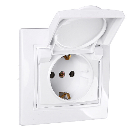 Розетка "Intro Plano" СП 1-мест. белый з/к крышка 2P+E Schuko 16А-250В IP20 *10/100